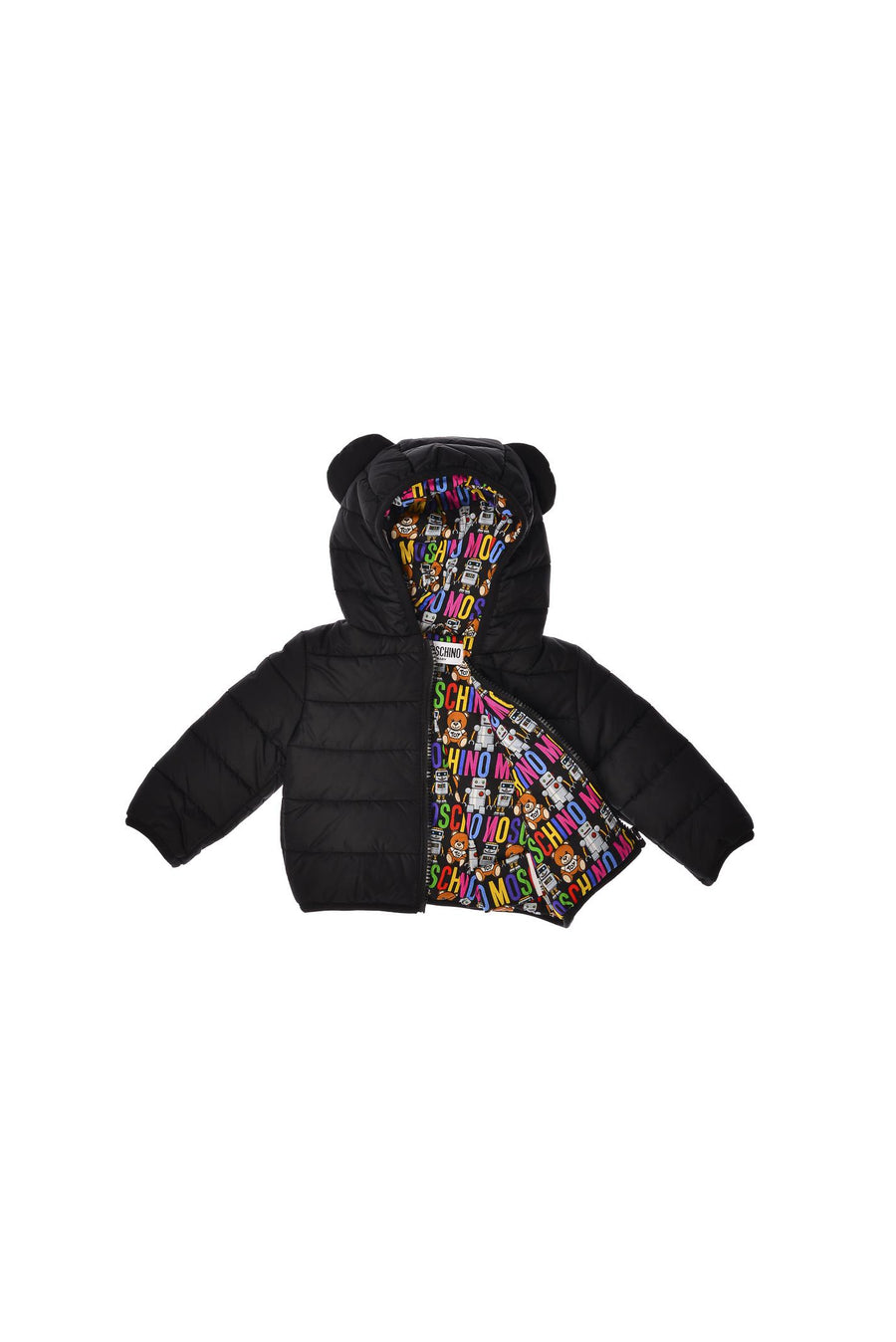 Piumino nero con stampa MUS01YL3A20 60100 Moschino 