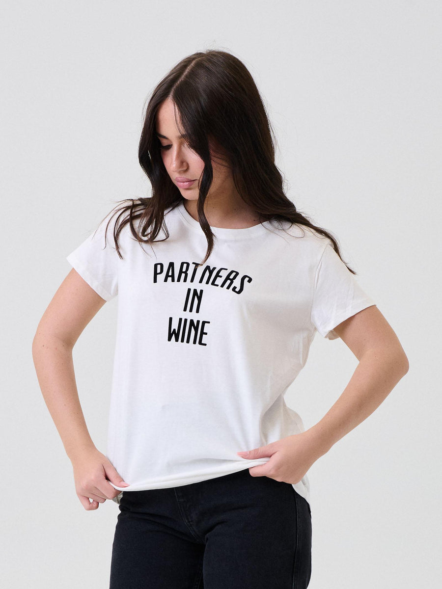T-Shirt Vicolo bianca con stampa "Partners in Wine" RF0256 BIA Vicolo 