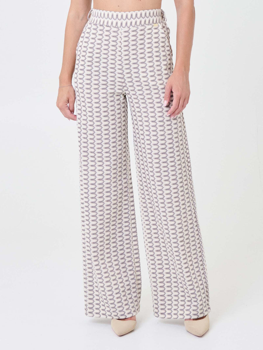 Pantalone traforato Pho Firenze beige e grigio a vita alta 5424009 CHARME PHO FIRENZE 