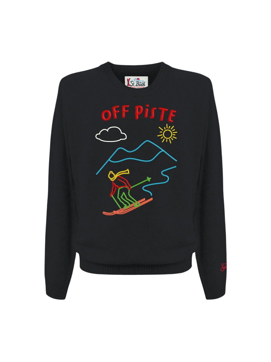 Maglione " heron off piste big 00" Saint Barth nero HER0001 02859G MC2 SAINT BARTH 