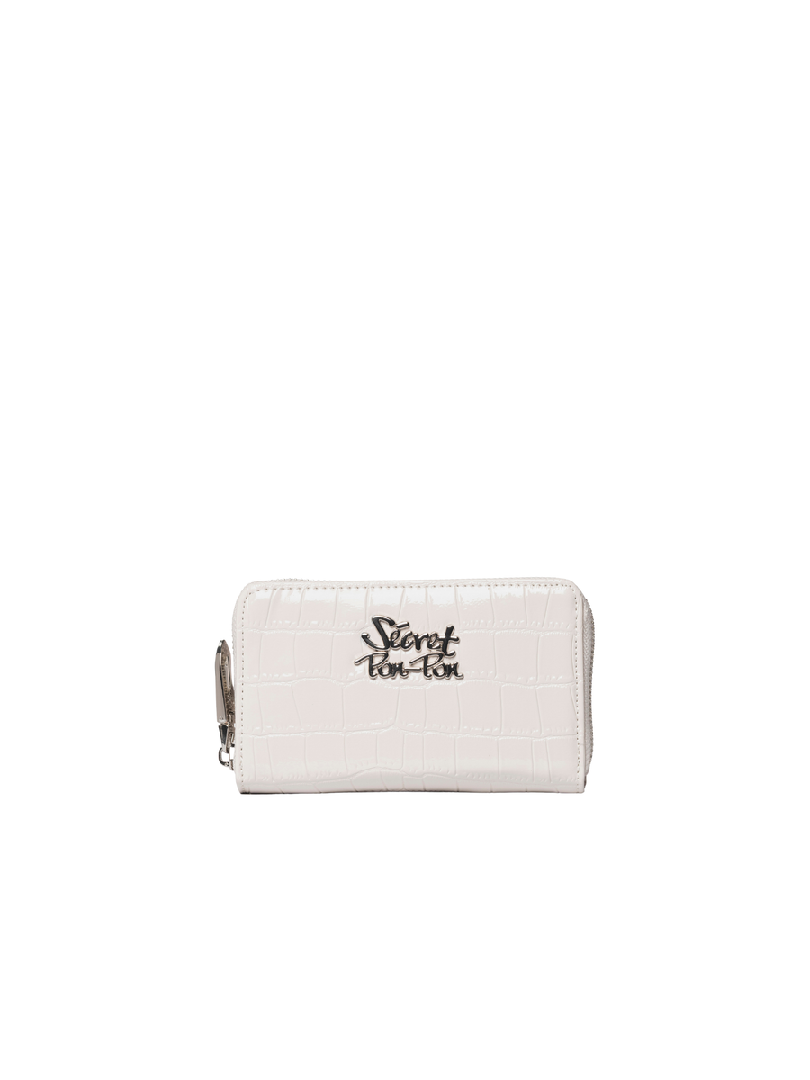 Portafoglio "Marlene" Secret Pon Pon bianco effetto coccodrillo MARLENE W BUTTER Secret Pon Pon 