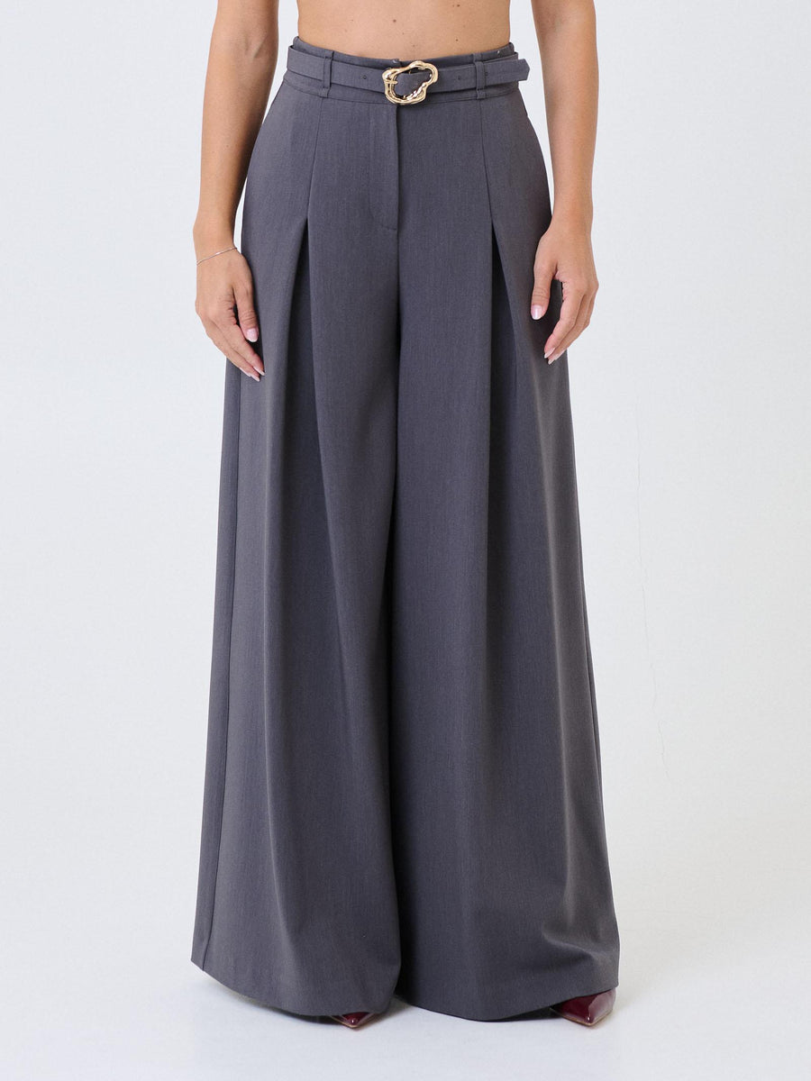 Pantalone ampio a vita alta Imperial grigio scuro con cintura decorativa P5Y6KBYC GRIGIO SCURO Imperial 