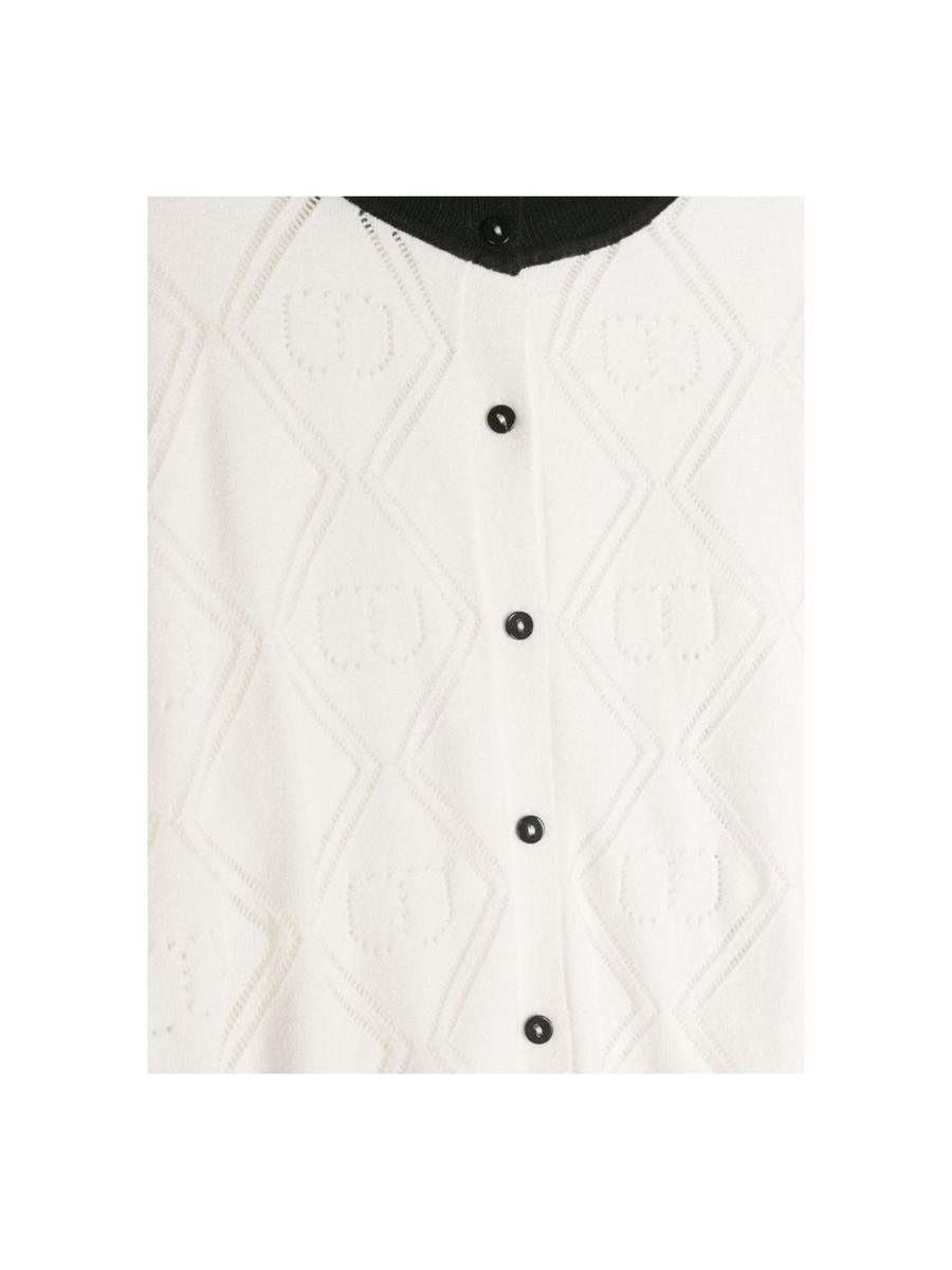 Cardigan bianco effetto jacquard 232GJ3770 02722 Twinset 