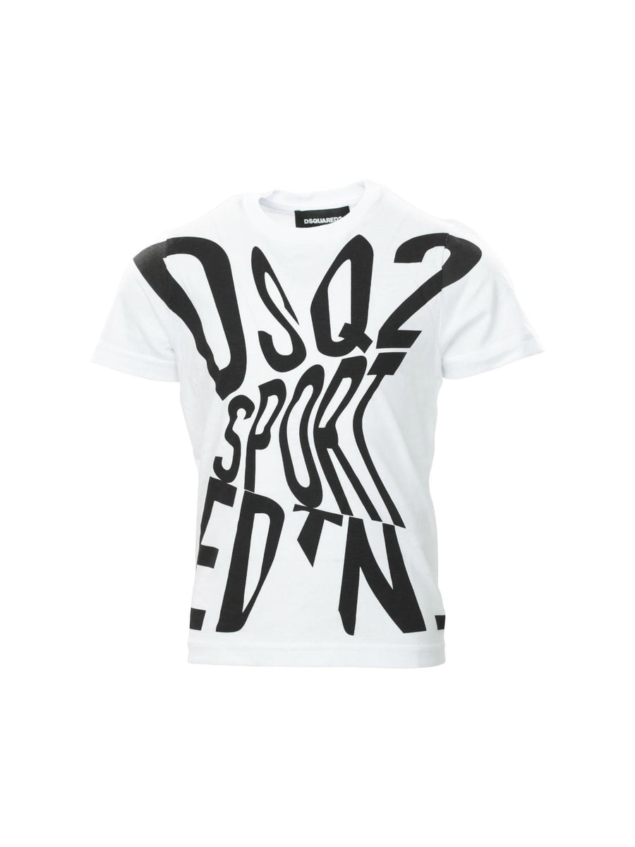 T-shirt bianca con maxi scritta nera Sport EDTN DQ2525D00MV DQ100 Dsquared 
