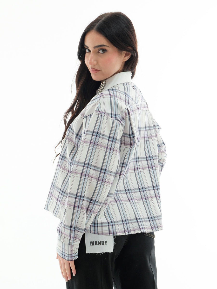 Camicia a quadri Dixie bianca con dettagli gioiello CFB5WOUU AZZ Dixie 