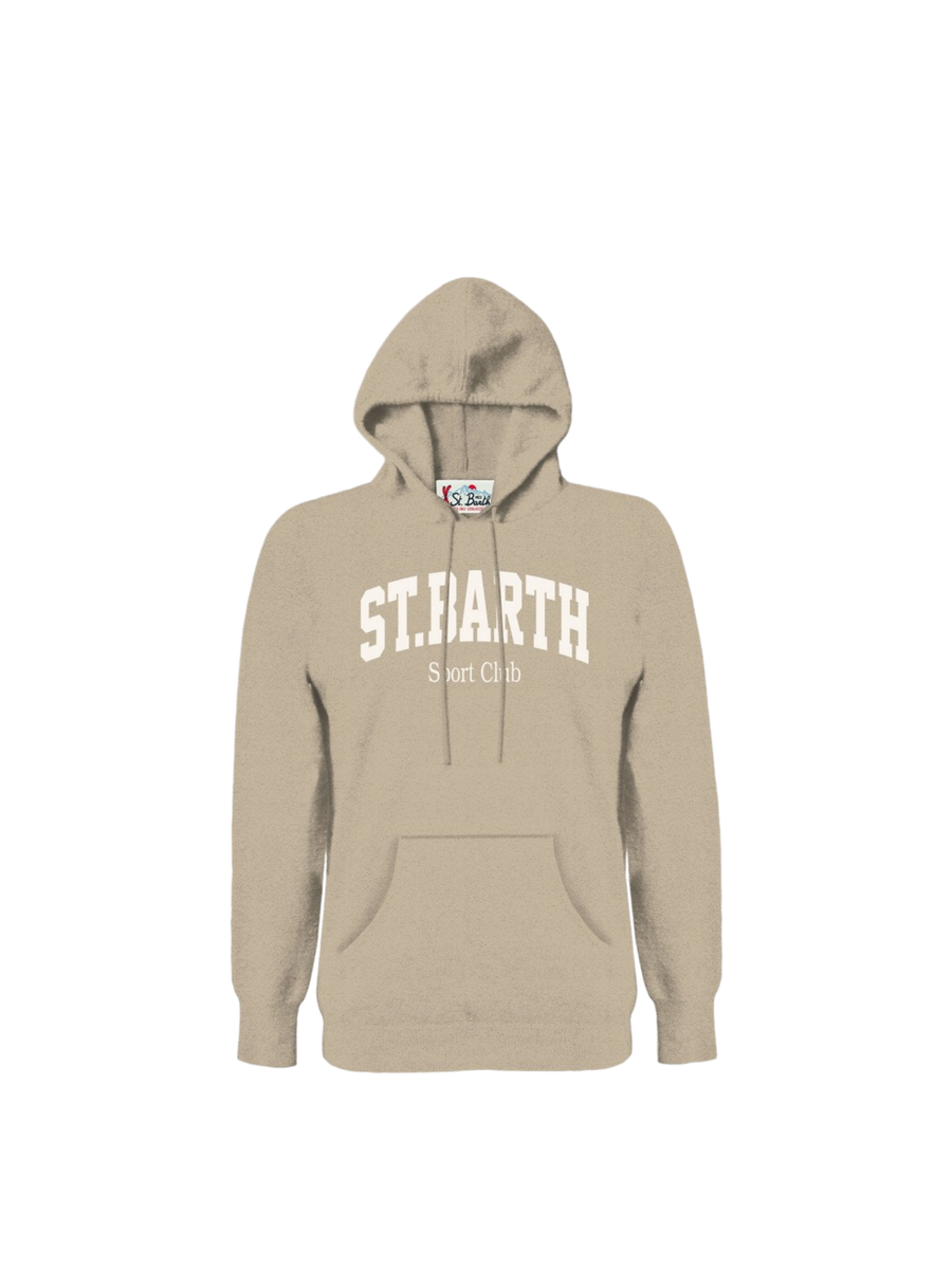 Felpa con cappuccio "11 emb" Saint Barth beige con logo frontale WOO0001 01826I MC2 SAINT BARTH 