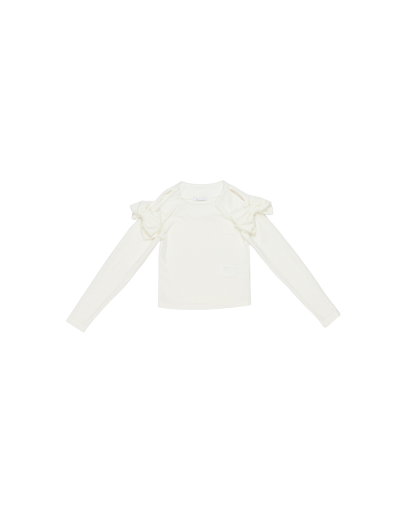 T-Shirt a maniche lunghe Lulù Miss Grant bianco latte con volant LL4001 LATTE Lulù by Miss Grant 