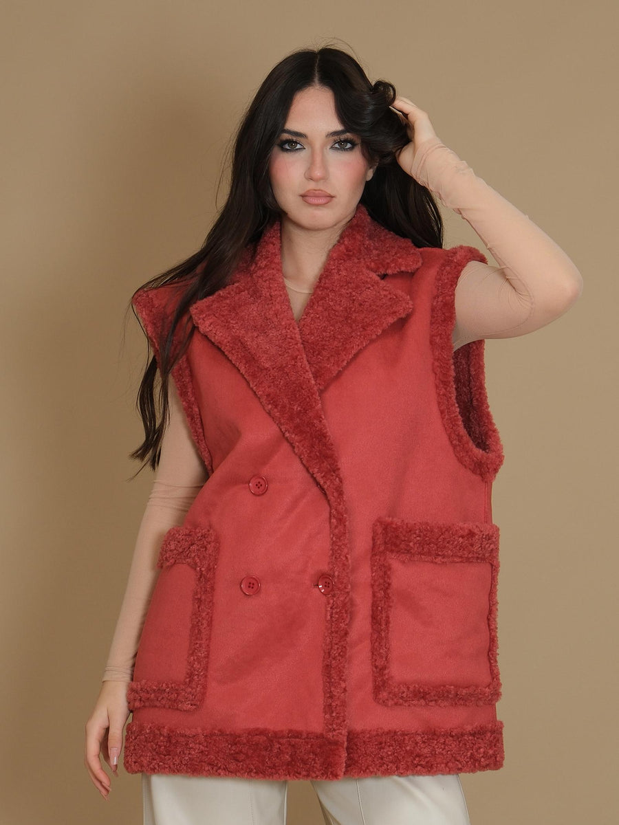 Cappotto montone smanicato Silence Limited Alaska bordeaux GILET BORDEAUX Silence Limited 