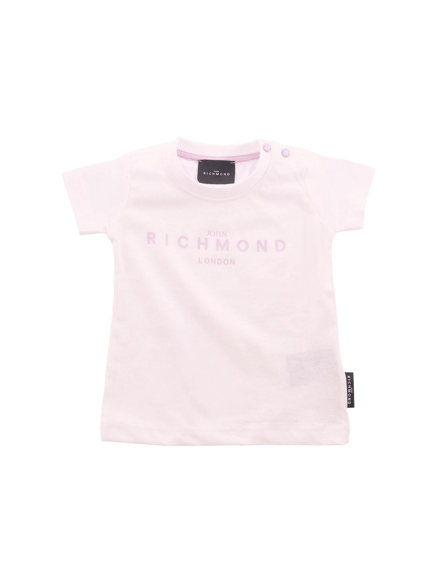 T-Shirt John Richmond bianca con logo lettering lilla RIP25002TS WHITE John Richmond 