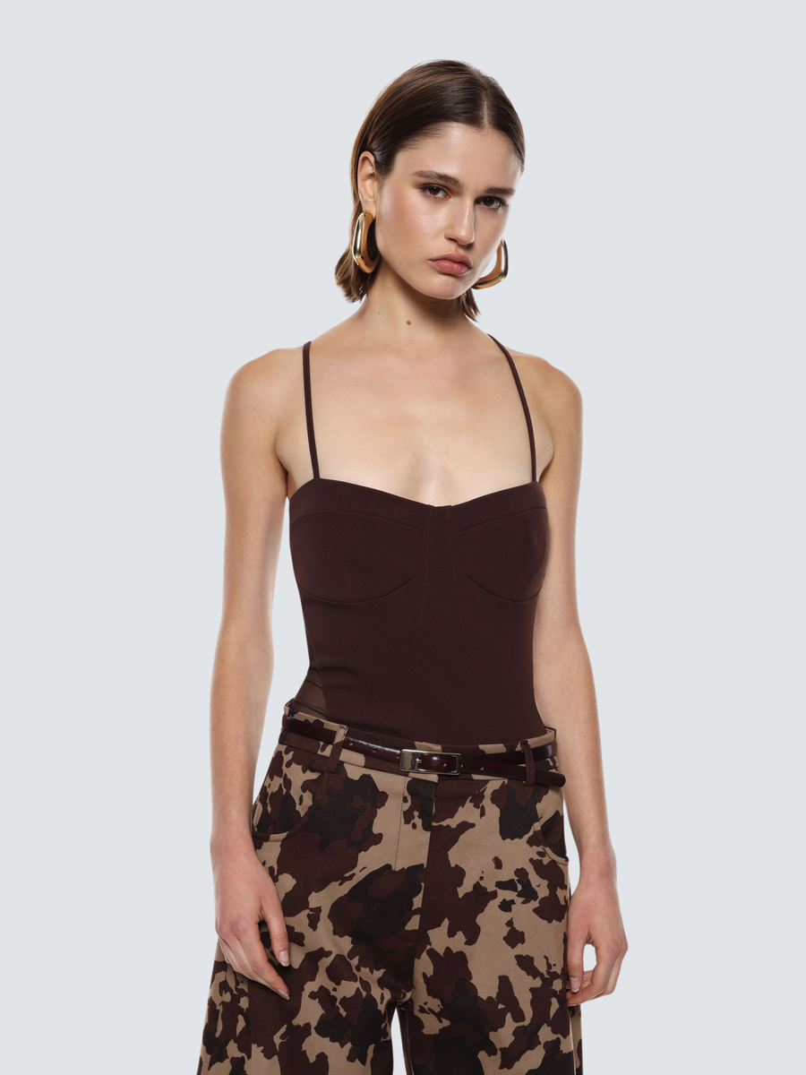 Body con spalline Imperial moro con pannelli laterali in rete B264KHG MORO Imperial 