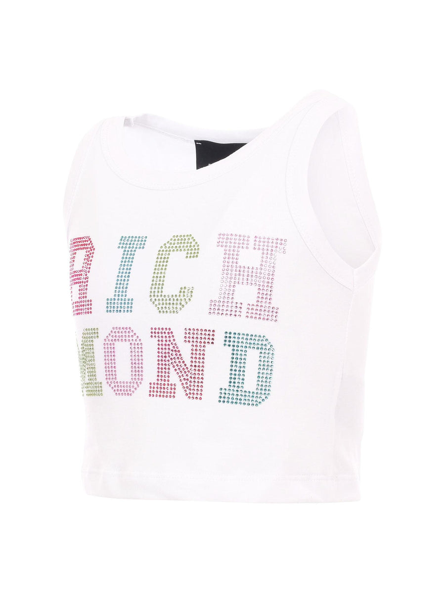 Top John Richmond bianco con maxi logo brillantinato RGP25211CN WHITE John Richmond 