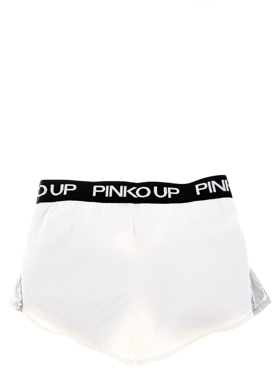Shorts bianco con bande nylon 027284 WHT Pinko 