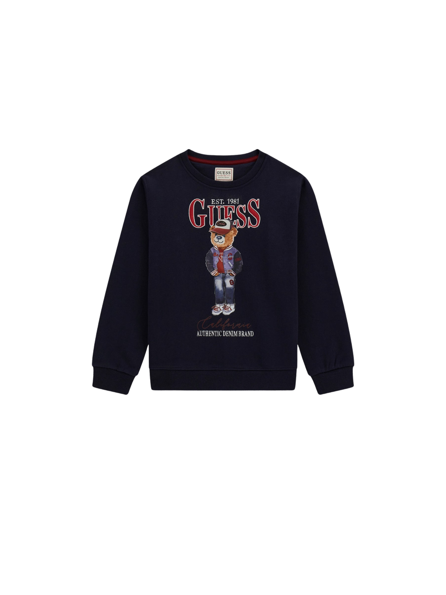 Felpa Guess blu navy con orsetto J5YQ01KA6R4 JBLK Guess 