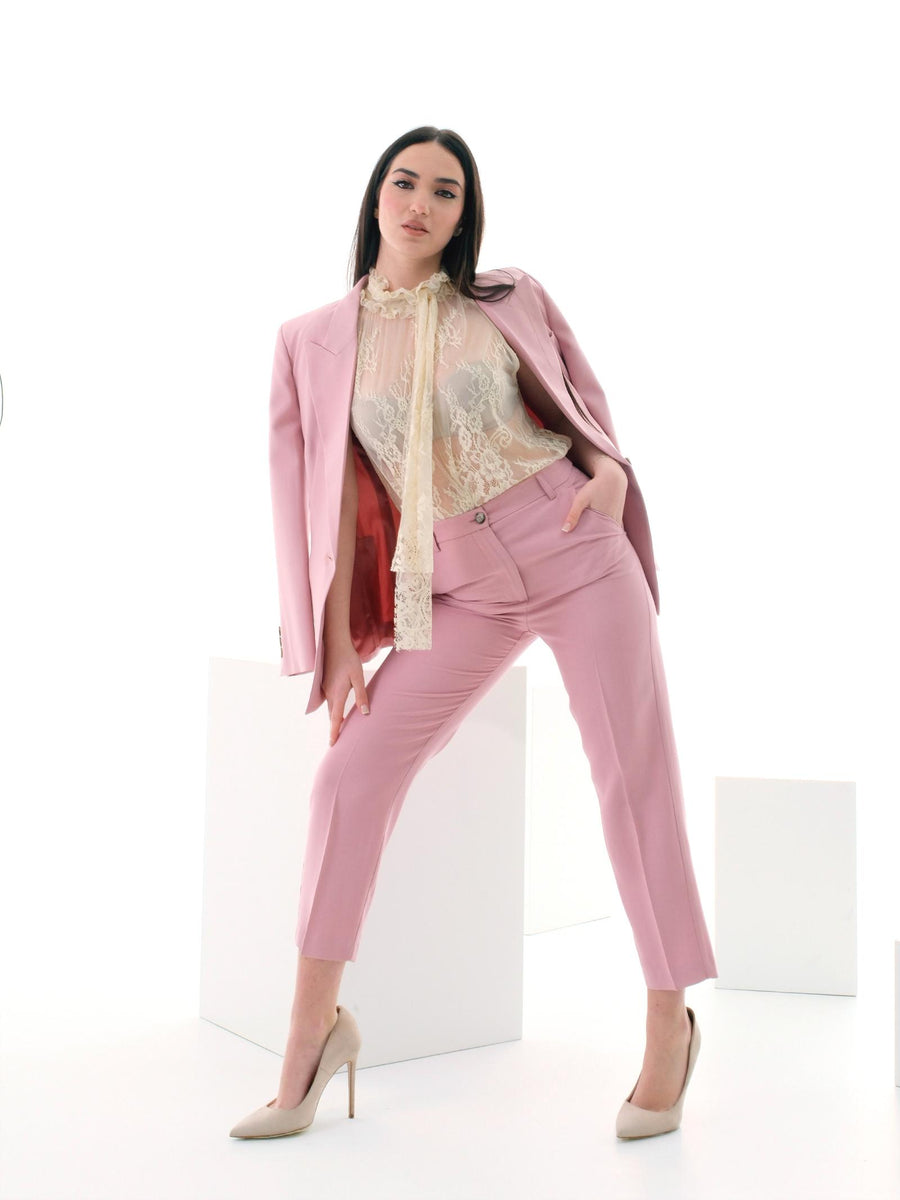 Giacca monopetto Vicolo rosa con rever a punta TD0073 FLAMINGO Vicolo 