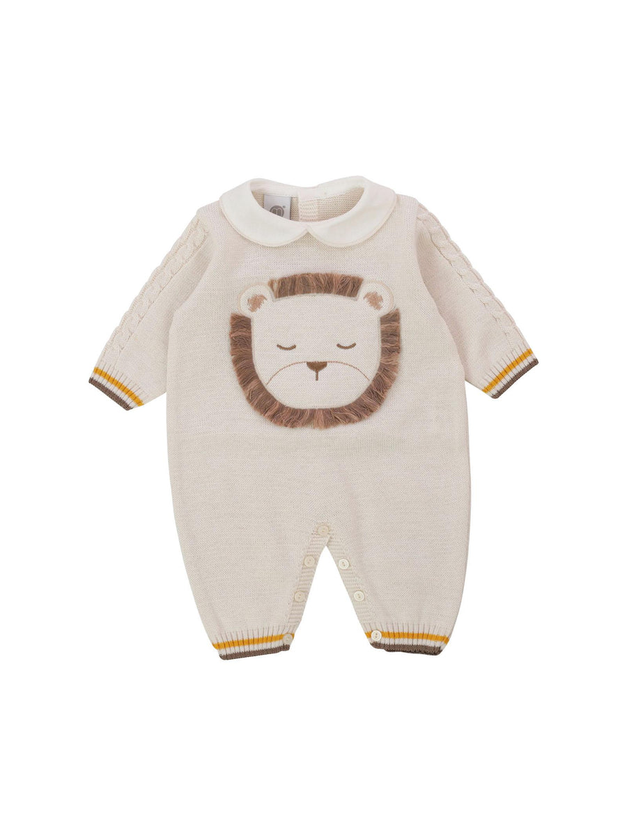 Tutina in filo beige leone ricamato EL5010BIS CNB650 Marlù 