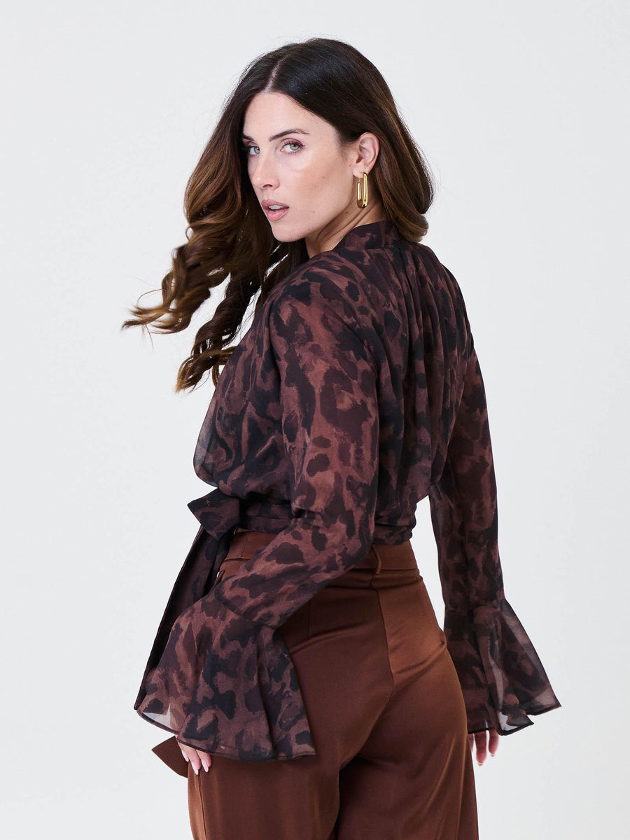 Blusa in chiffon Silence Limited marrone fantasia camouflage CA749LEO BROWN Silence Limited 