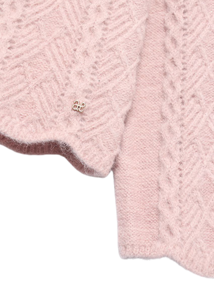 Maglione traforato Abel & Lula rosa con fondo smerlato 5829 Petalo Abel & Lula 