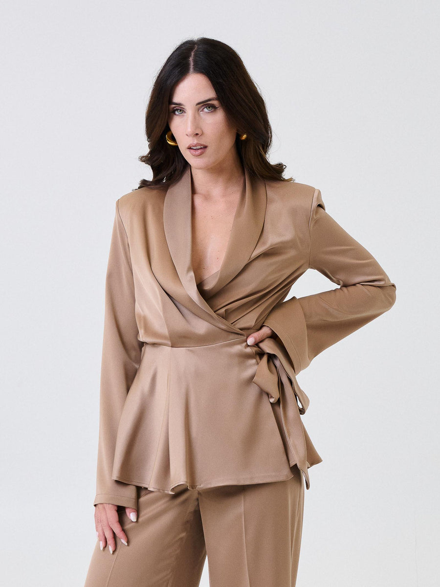 Giacca in raso "allure" Silence Limited caffè con fusciacca laterale GI5326 LIGHTCOFFEE Silence Limited 