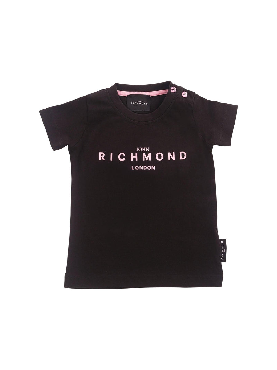 T-Shirt John Richmond nera con logo lettering rosa RIP25002TS BLACK John Richmond 