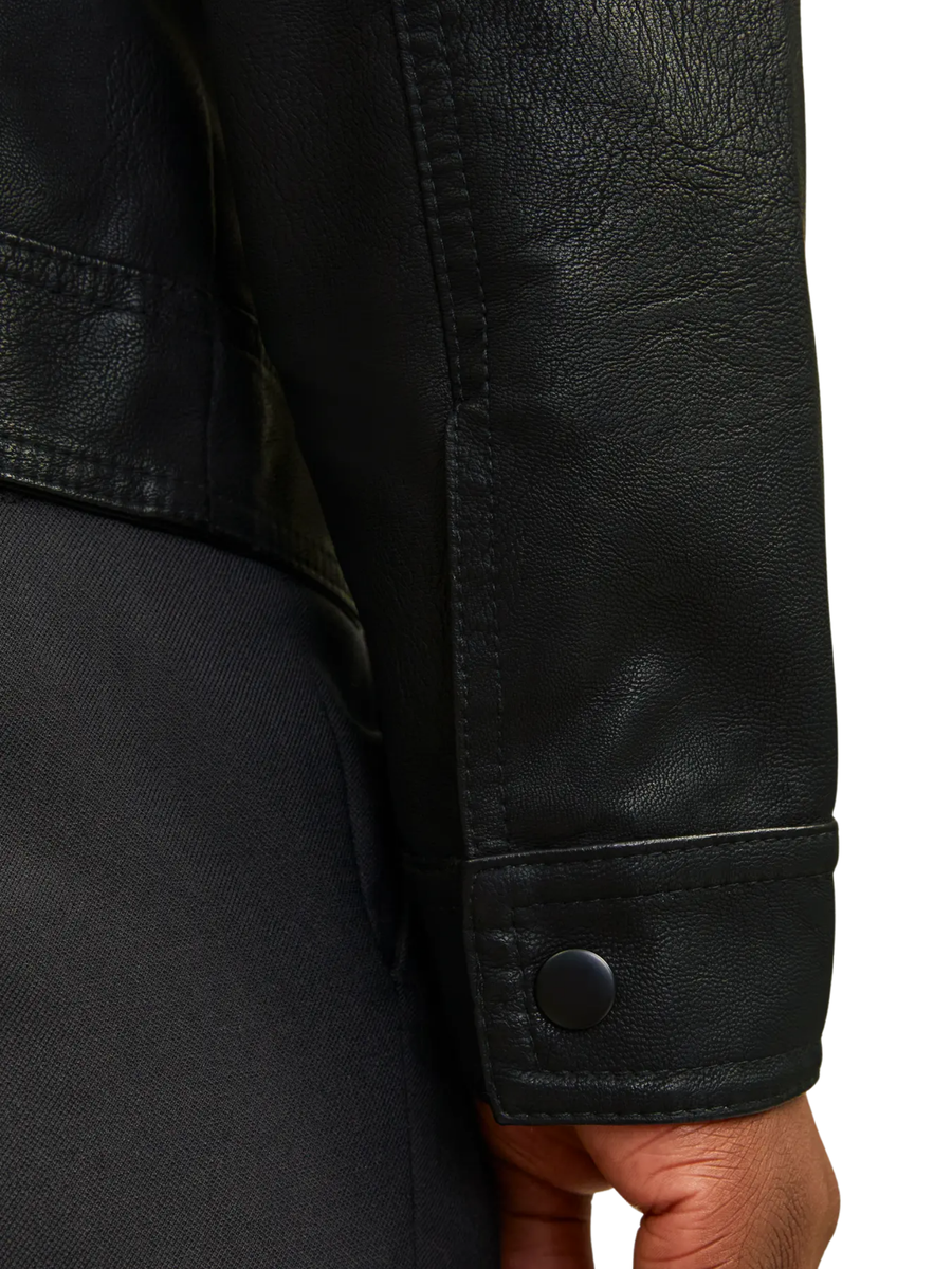 Giubbino Jack & Jones nero in ecopelle 12182461 BLK Jack & Jones 