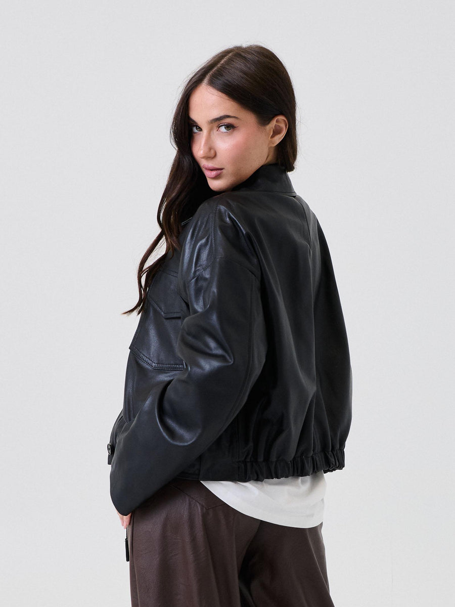 Bomber in pelle Vicolo nero TF0272 FU69 Vicolo 