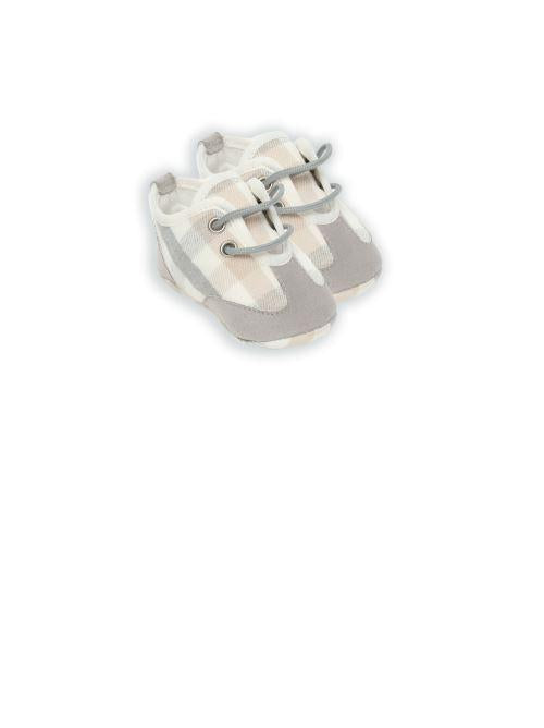 Scarpe da culla a quadri grigie e beige IK207SC CNB11 Marlù 