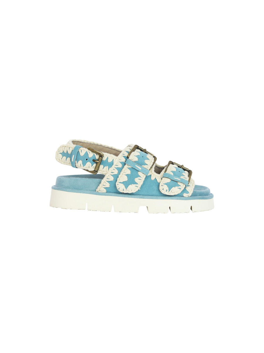 Sandali azzurri e bianchi con fibbie metalliche SW461003A JEANS Mou 