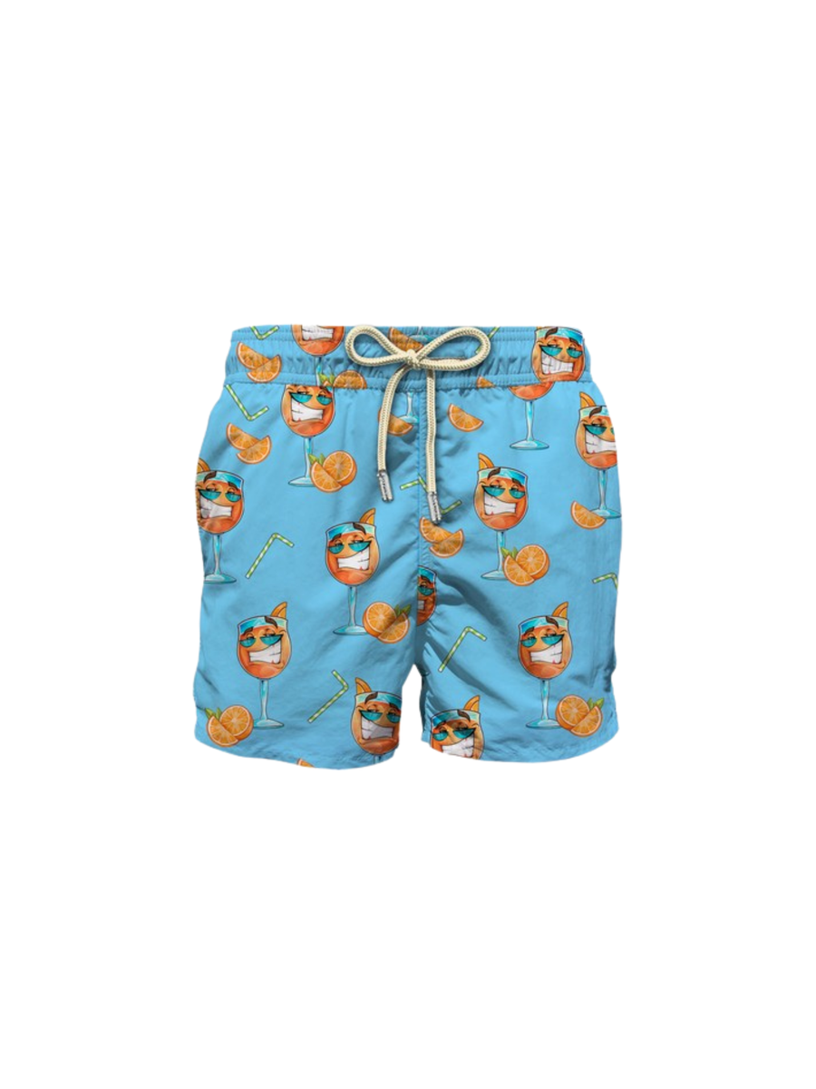 Costume Saint Barth azzurro con stampa cocktail e arance LIG0001 02993H MC2 SAINT BARTH 