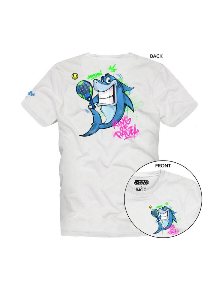 T-Shirt Saint Barth bianca squalo con microfono TSHM001 02956H MC2 SAINT BARTH 