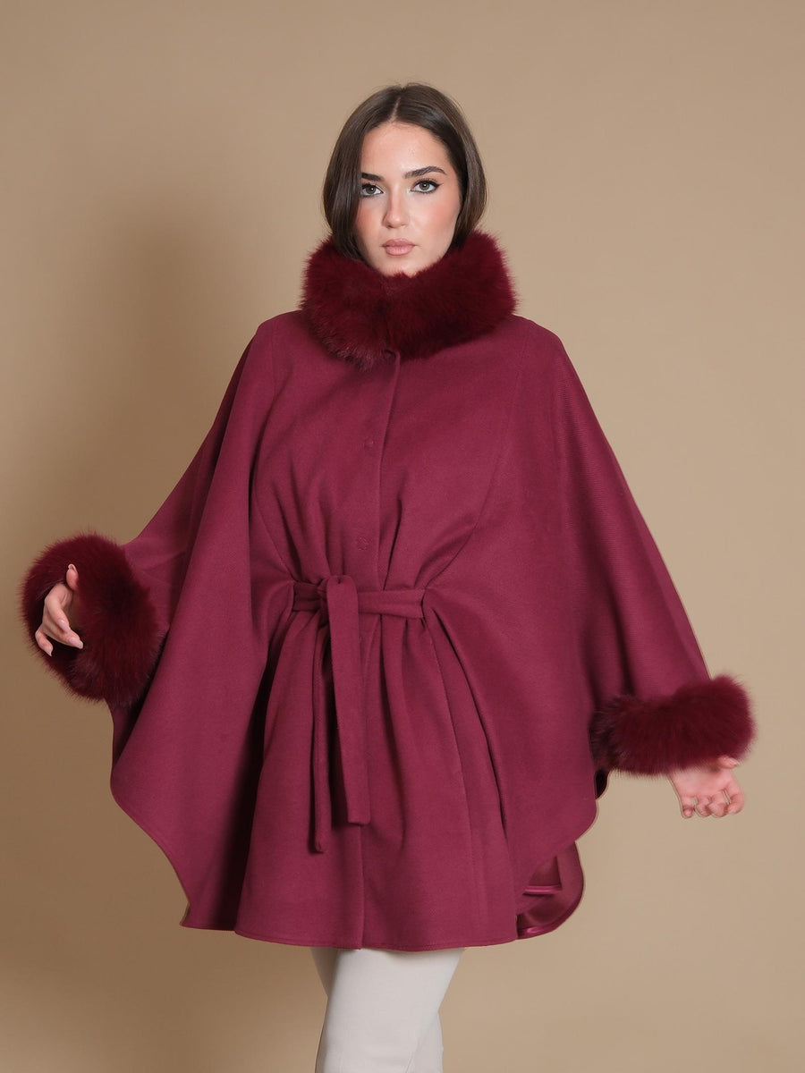 Mantella Armoire con pellicciotto al collo e maniche bordeaux GN003 BORDEAUX Armoire 