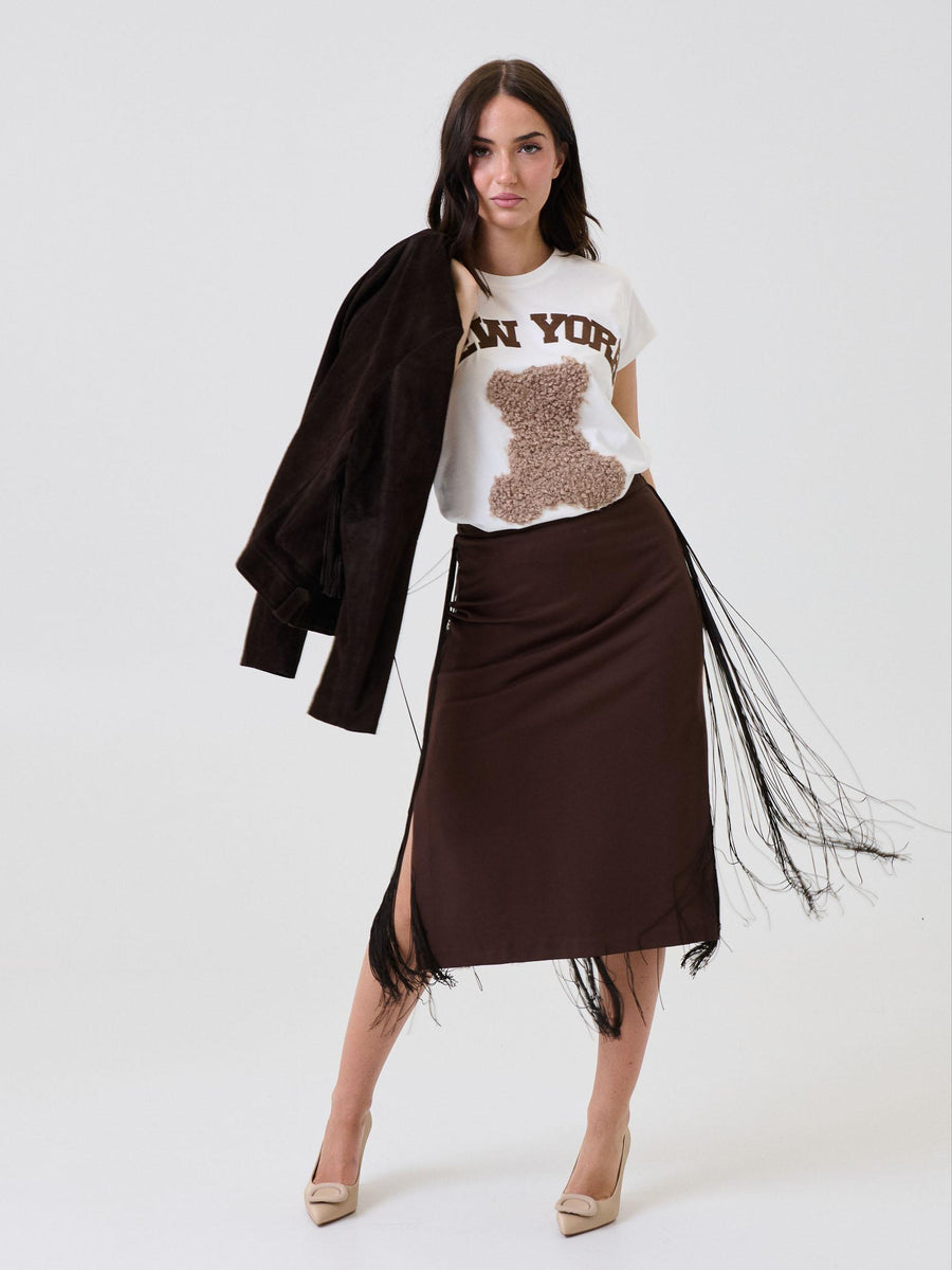 Giacca in pelle Vicolo moro con frange TF0328 FU69 Vicolo 