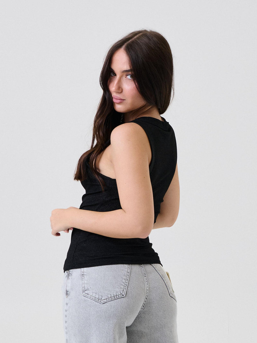 Canotta lurex Vicolo nera a costine UF0060 NERO Vicolo 