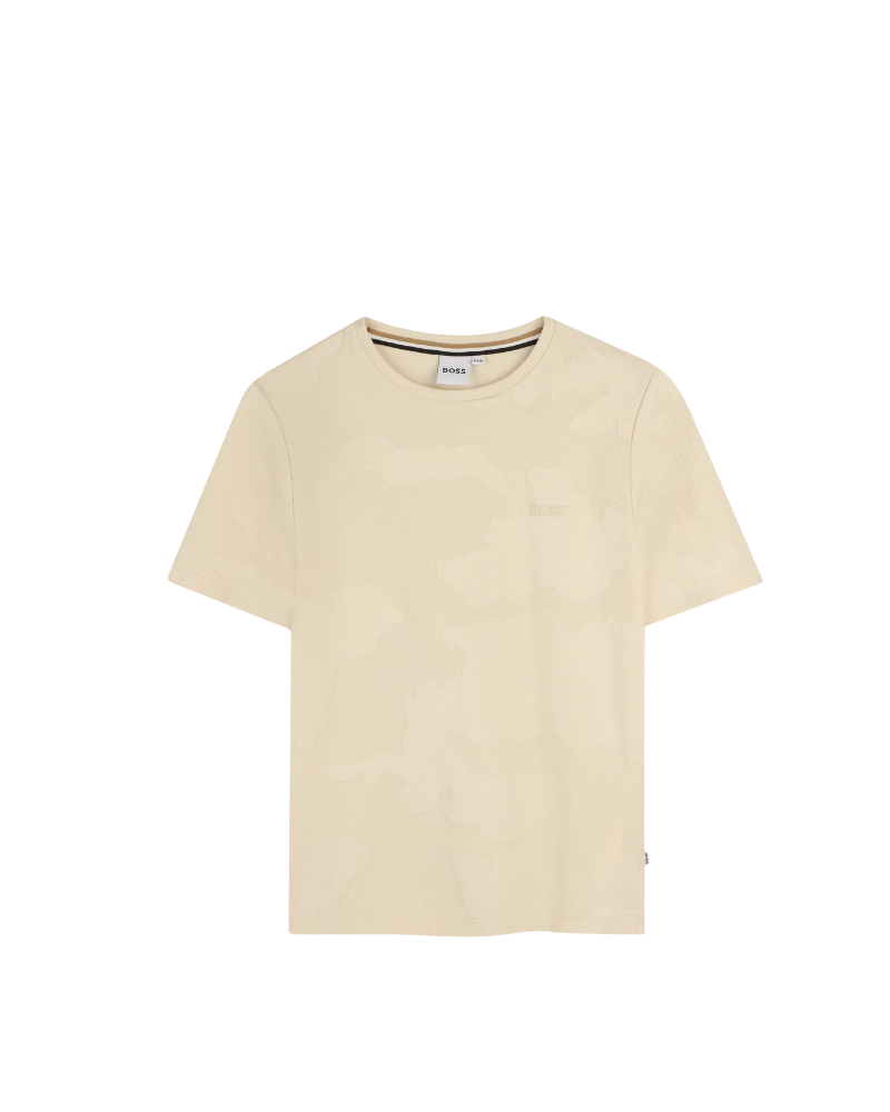 T-Shirt Boss beige con dettagli  e logo in rilievo tono su tono J52379 21C Boss 