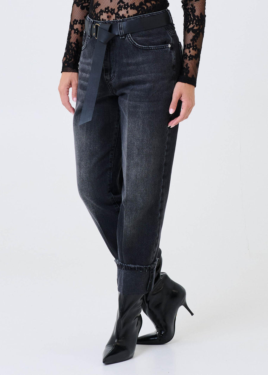 Jeans "mandy" Haveone nero con risvolto al fondo PLSP018 NERO Haveone 