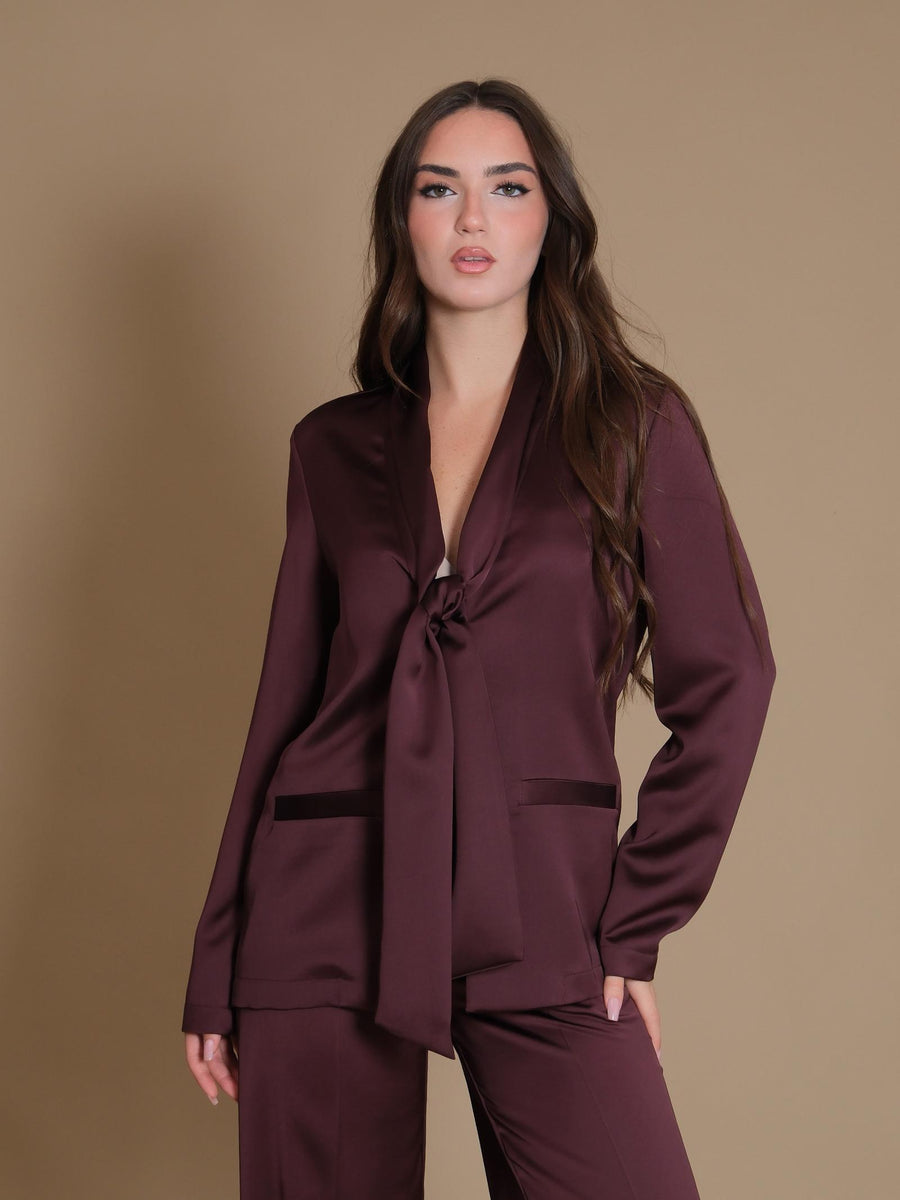 Blazer Imperial in raso viola con bottoncini JAP7IBA MELANZANA Imperial 