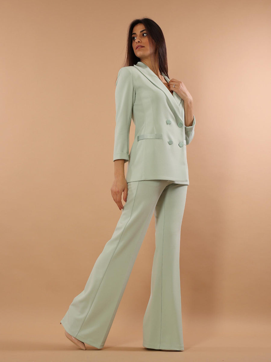 Verde Menta Vicolo Tailleur Verde Pantalone Flare Smoking Verde
