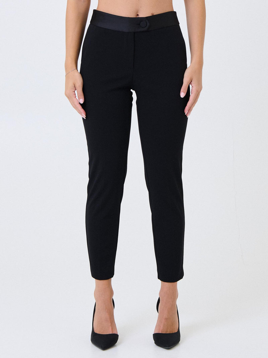 Pantalone slim Imperial nero con fascia in raso in vita PVN2KAW NERO Imperial 