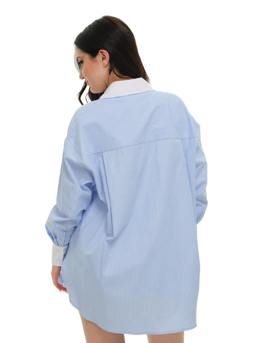 Maxi camicia Haveone celeste con motivo a righe CMI-N201 CEL Haveone 