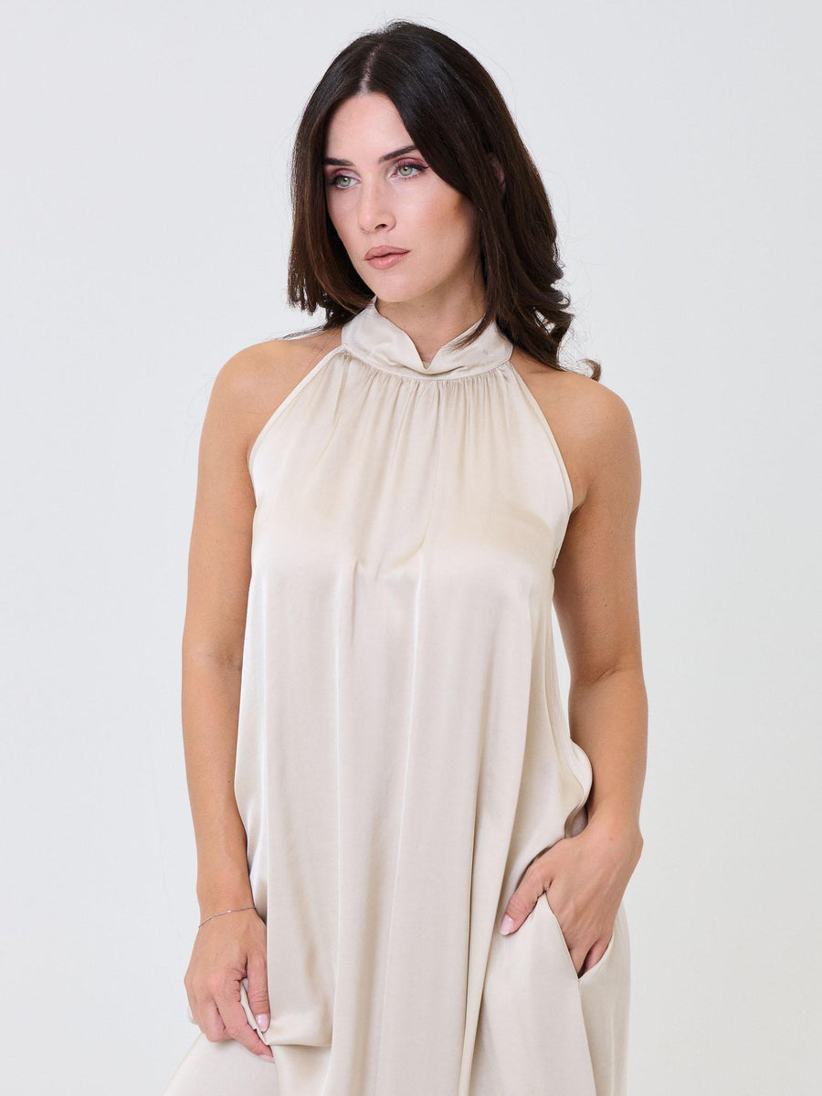 Abito lungo Armoire beige a giro maniche e collo alto C394A22R LANA Armoire 