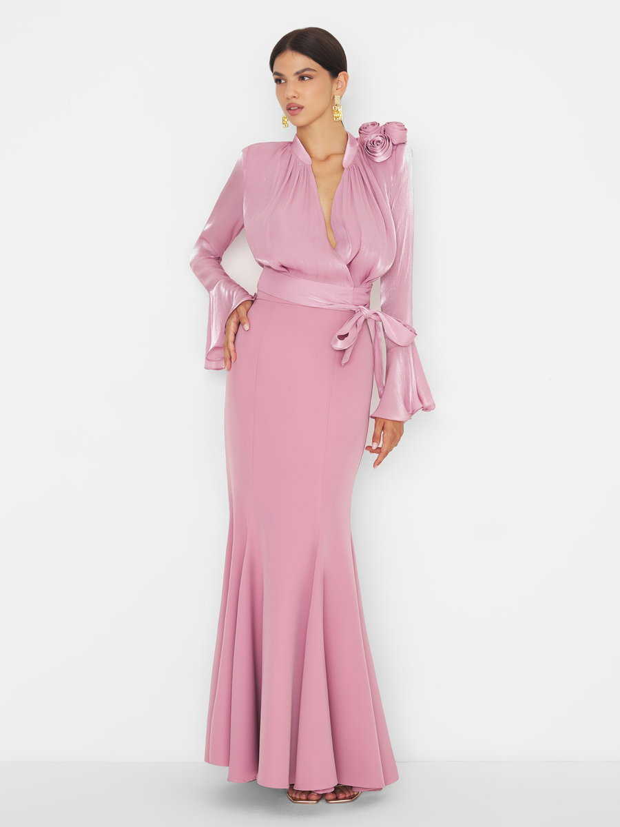 Camicia satinata Silence Limited rosa con fiocco 3D CA7023 OURPINK Silence Limited 