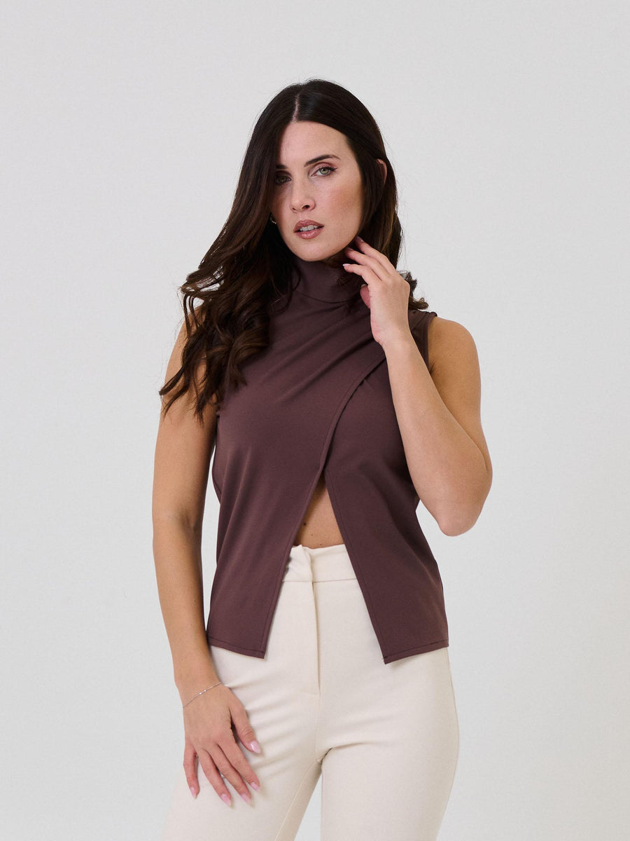 Top a portafoglio Silence Limited marrone con drappeggio SLMA008 MAROON Silence Limited 