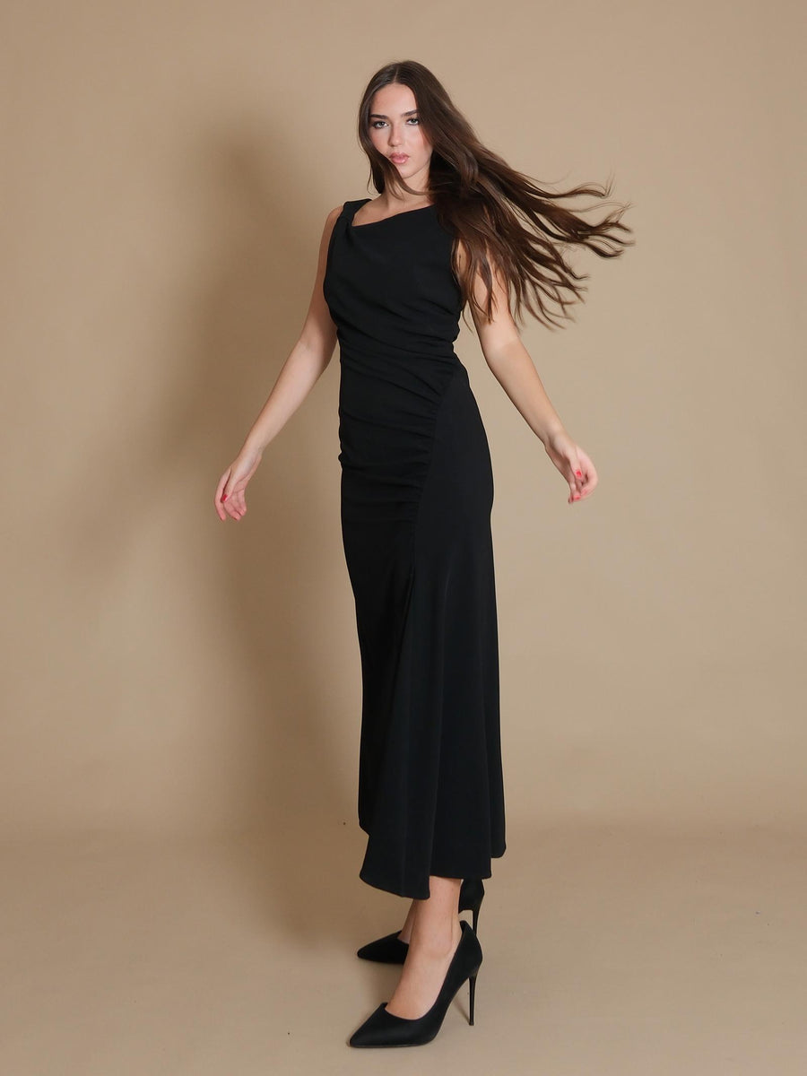 Abito longuette Imperial con scollo asimmetrico nero AFATIKP NERO Imperial 