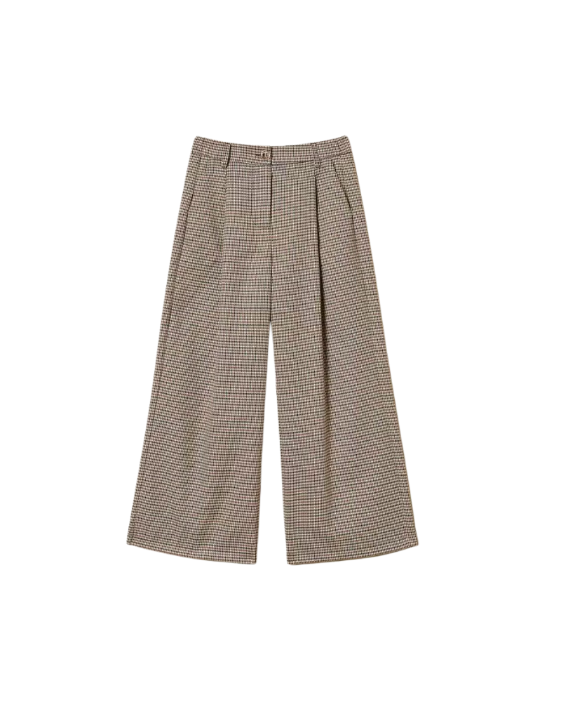 Pantalone pied de poule Twinset marrone con pences 252GJ2104 12717 Twinset 