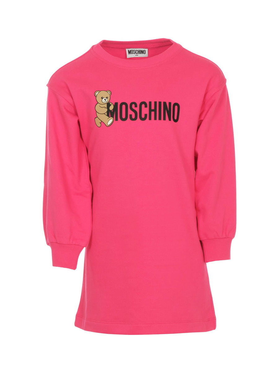 Abito in felpa Moschino fucsia con stampa teddy logo frontale HDV0GY 50541 Moschino 