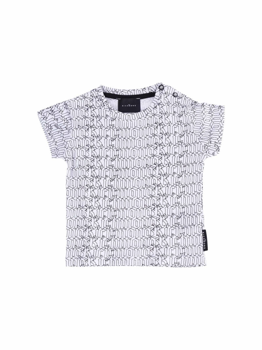 T-Shirt John Richmond bianca con logo gotico all over RIP25069TS BLACK/WHITE John Richmond 