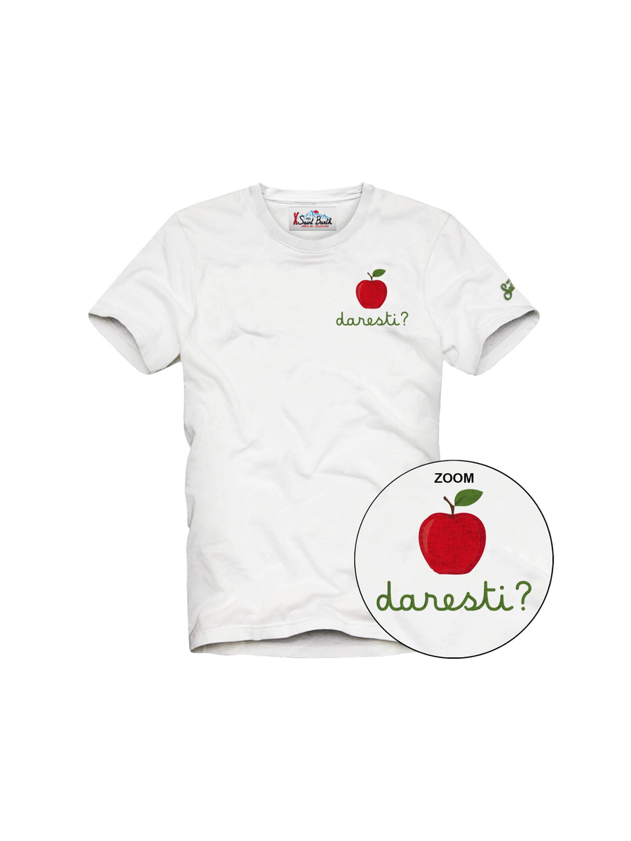 T-Shirt Saint Barth bianca con stampa " MELA daresti?" ARN0001 03313I MC2 SAINT BARTH 
