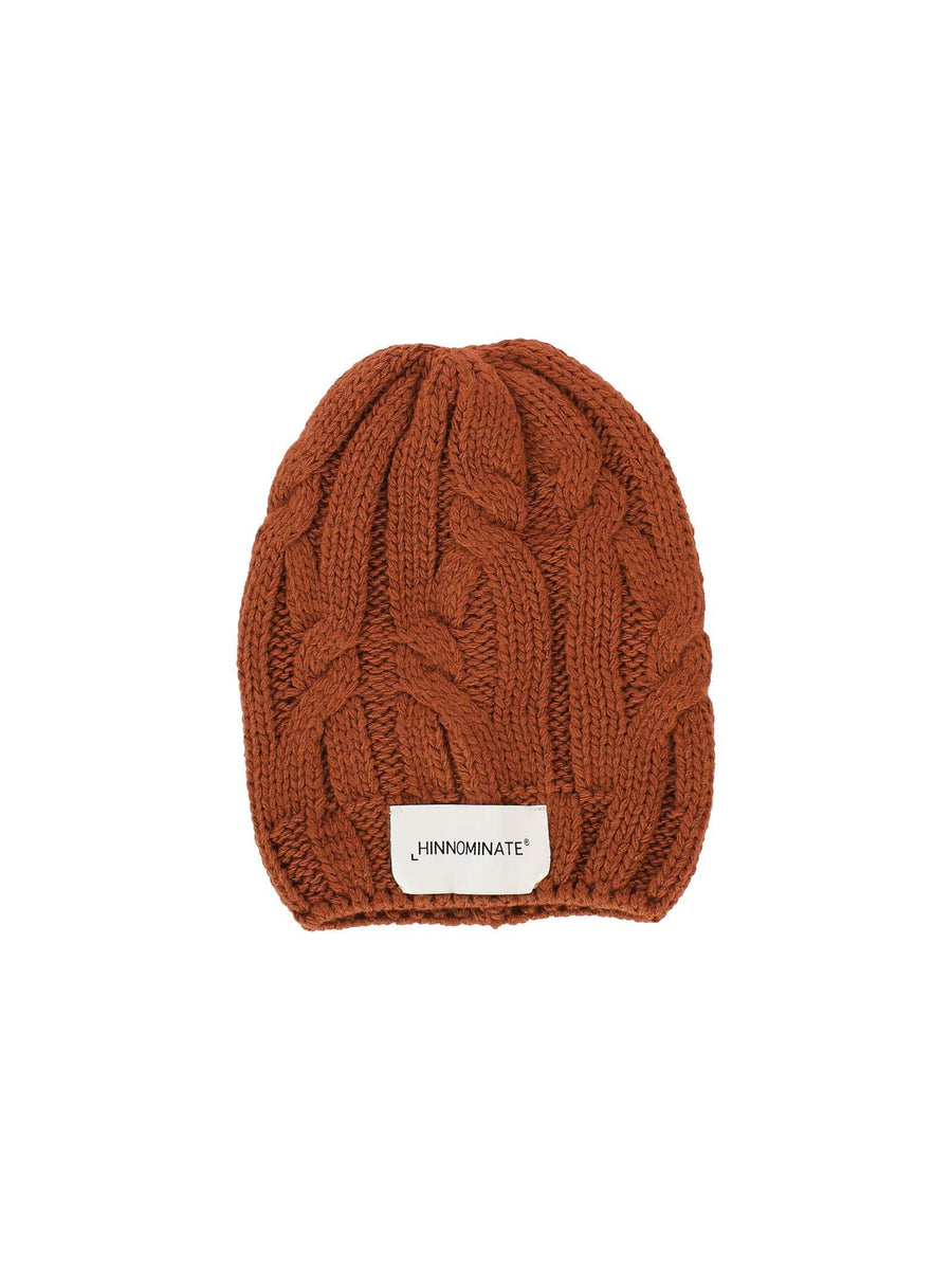 Cappello in magliaco gnac con patch logo HNAW157 COGNAC Hinnominate 