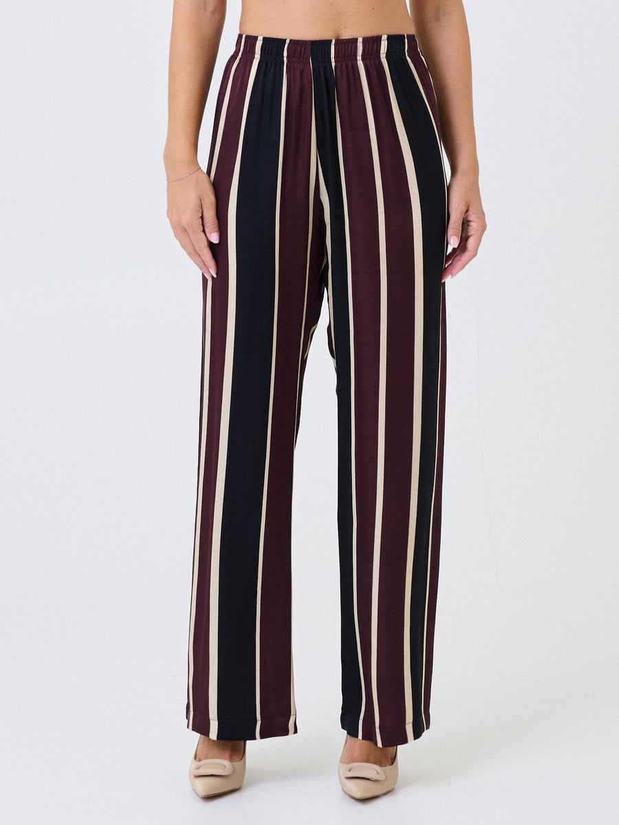 Pantalone a vita alta Imperial prugna e nero a righe P4L5KFA BORGOGNA Imperial 