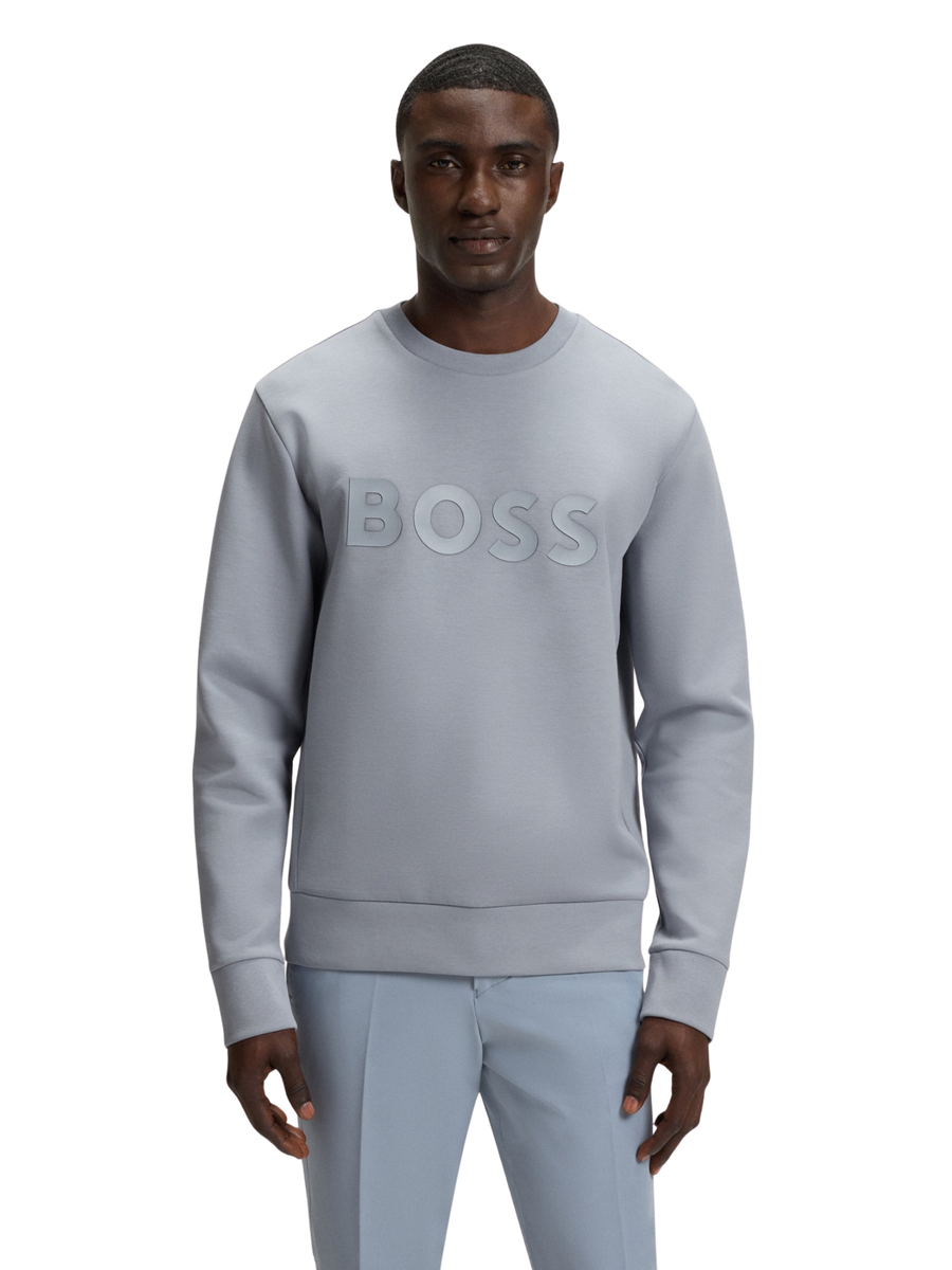 Felpa Boss grigia con maxi logo frontale 50506119 026 Boss 