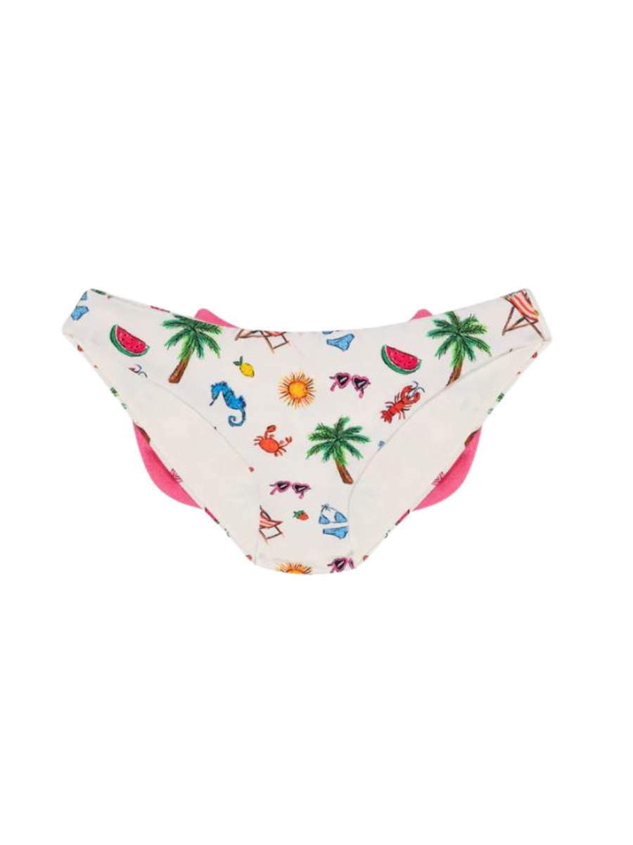 Slip da mare Saint Barth bianco con fiocco e stampa tropicale MAD0001 01084H MC2 SAINT BARTH 